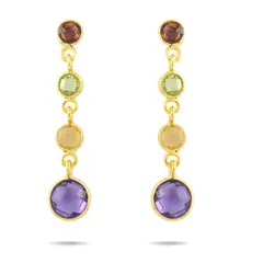 ALYN B JOYAS - Aros de plata Bañados en oro Amatista tri color