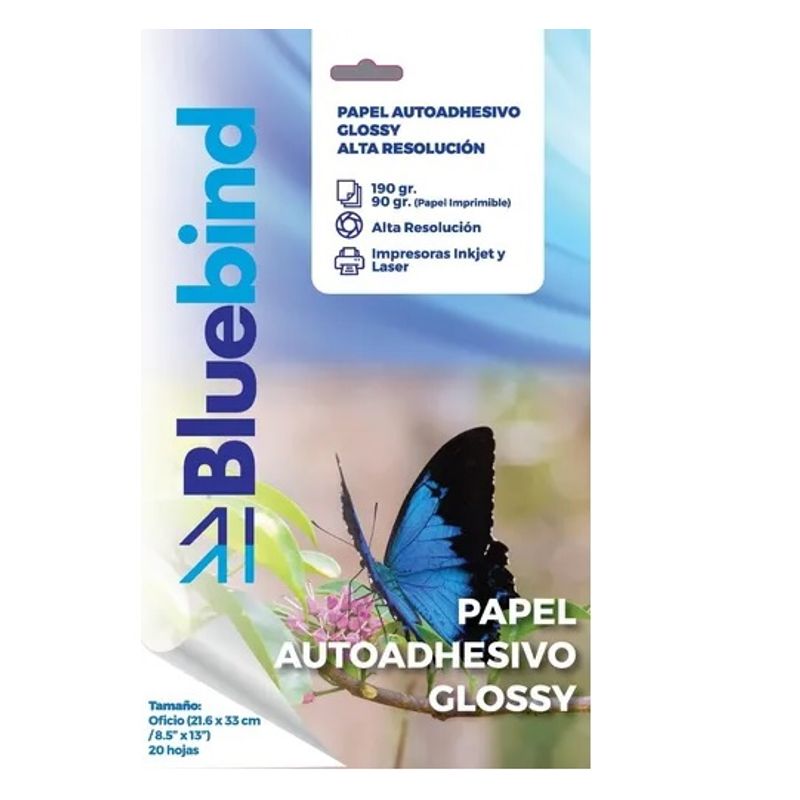 GENERICO - Papel Autoadhesivo Imprimible Oficio 20 Un.