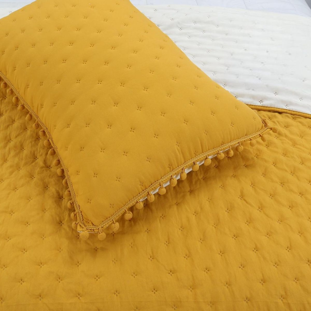 GENERICO - Cubrecama de Algodon 1.5 plazas Mostaza.