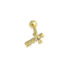 GENERICO - Aros Mujer Piercing cruz Bañado en Oro Philippa Joyas