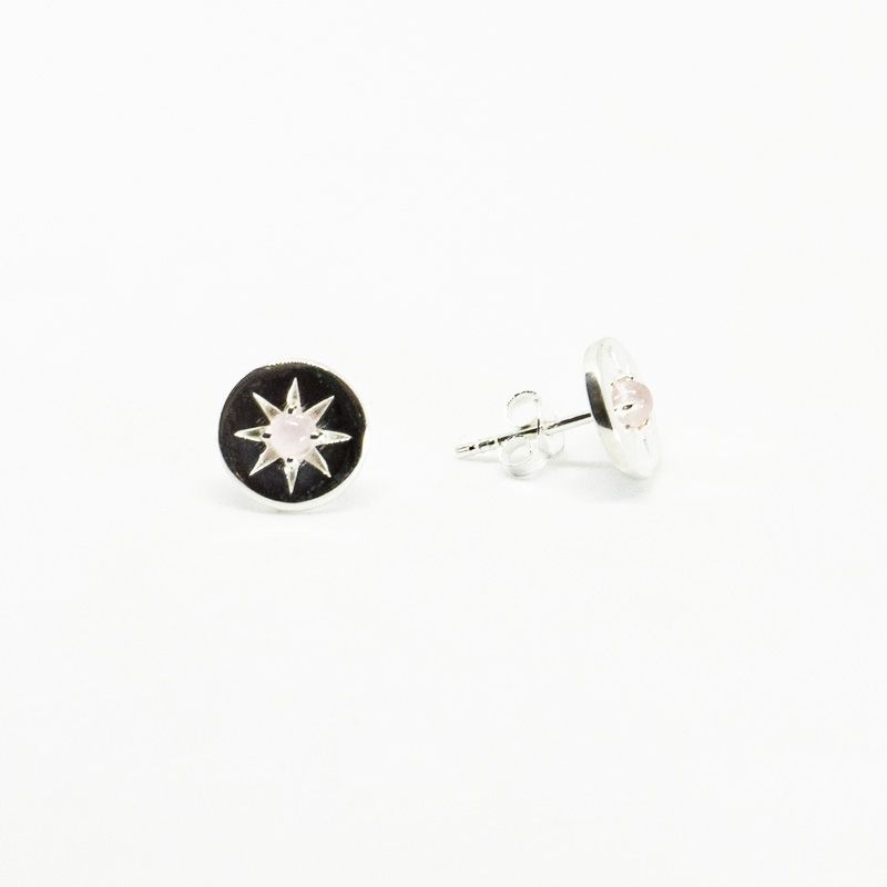 GENERICO - Aros Mujer Sol piedra luna diamétro 10 mm Plata Philippa Joyas