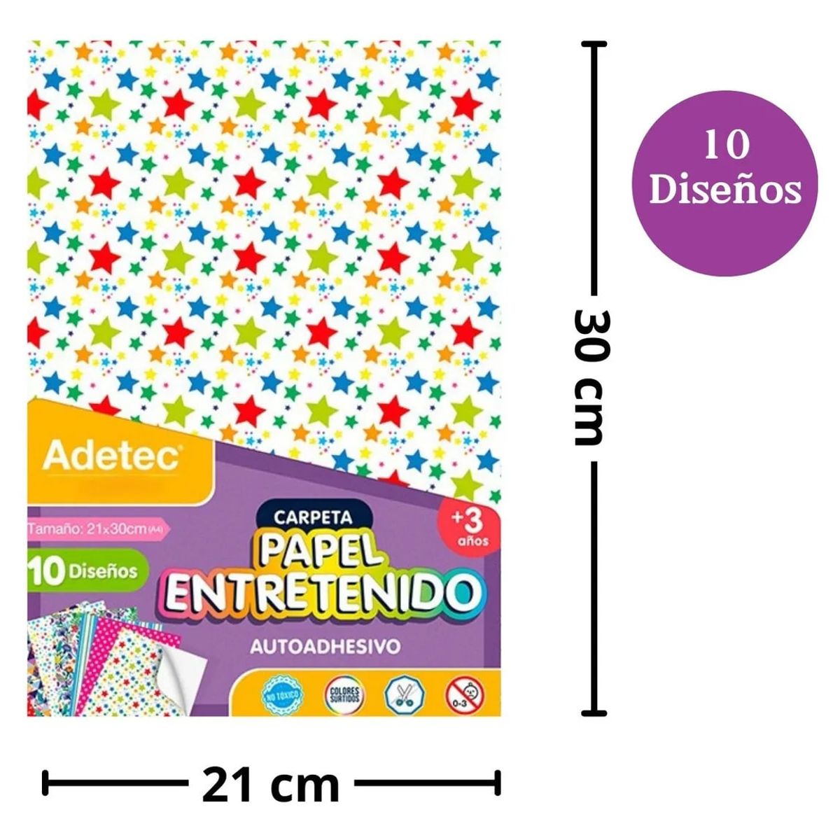 ADETEC - Papel Entretenido Autoadhesivo A4 X 10 hojas