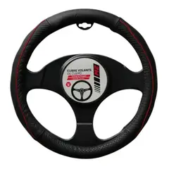 M2 - Cubre Volante Cuero Negro Detalles En Rojo