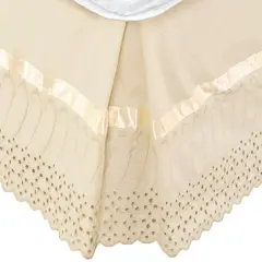 MALLORCA - Faldón 144 hilos Broderie Amanda 2 Plazas Beige