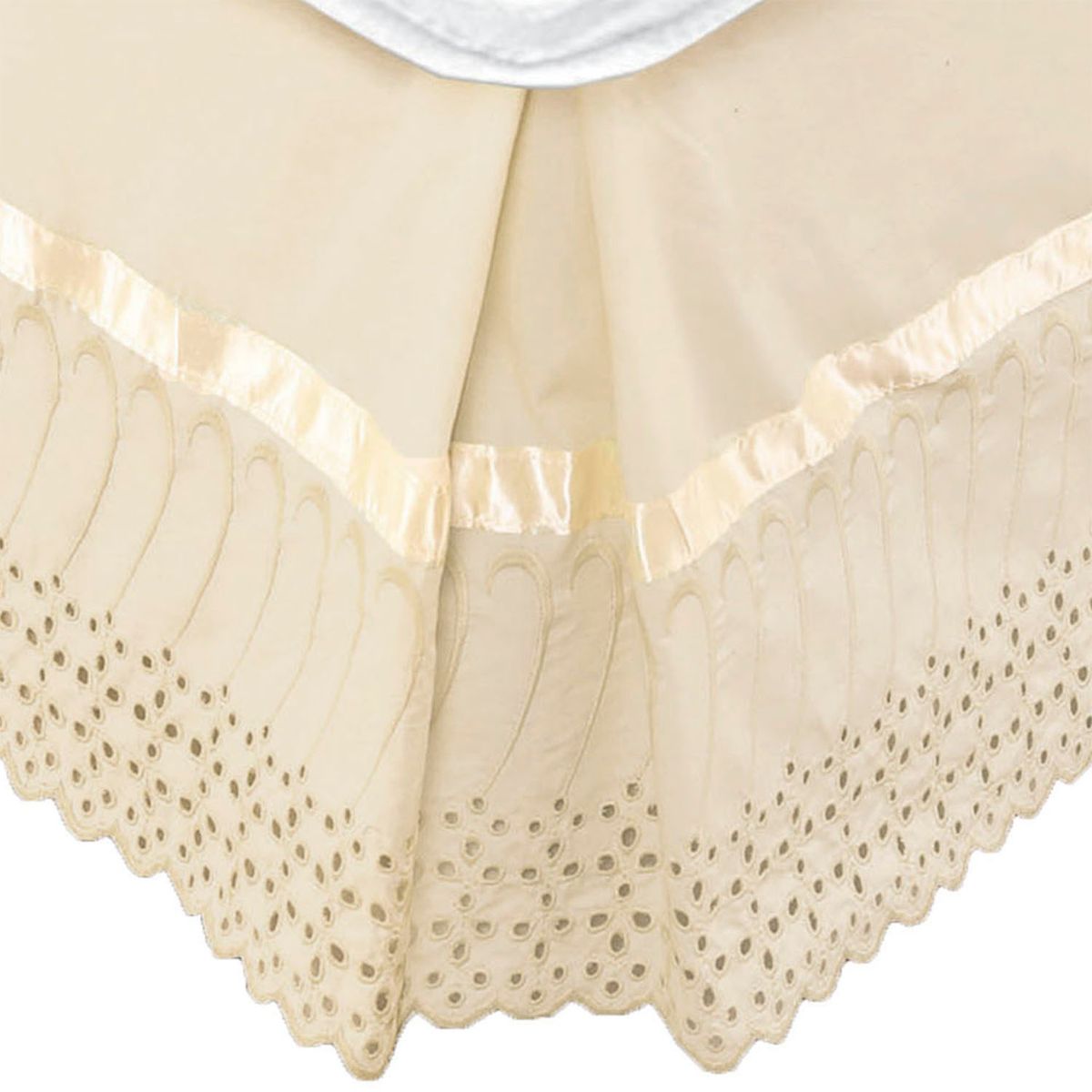MALLORCA - Faldón 144 hilos Broderie Amanda 1,5 Plazas Beige