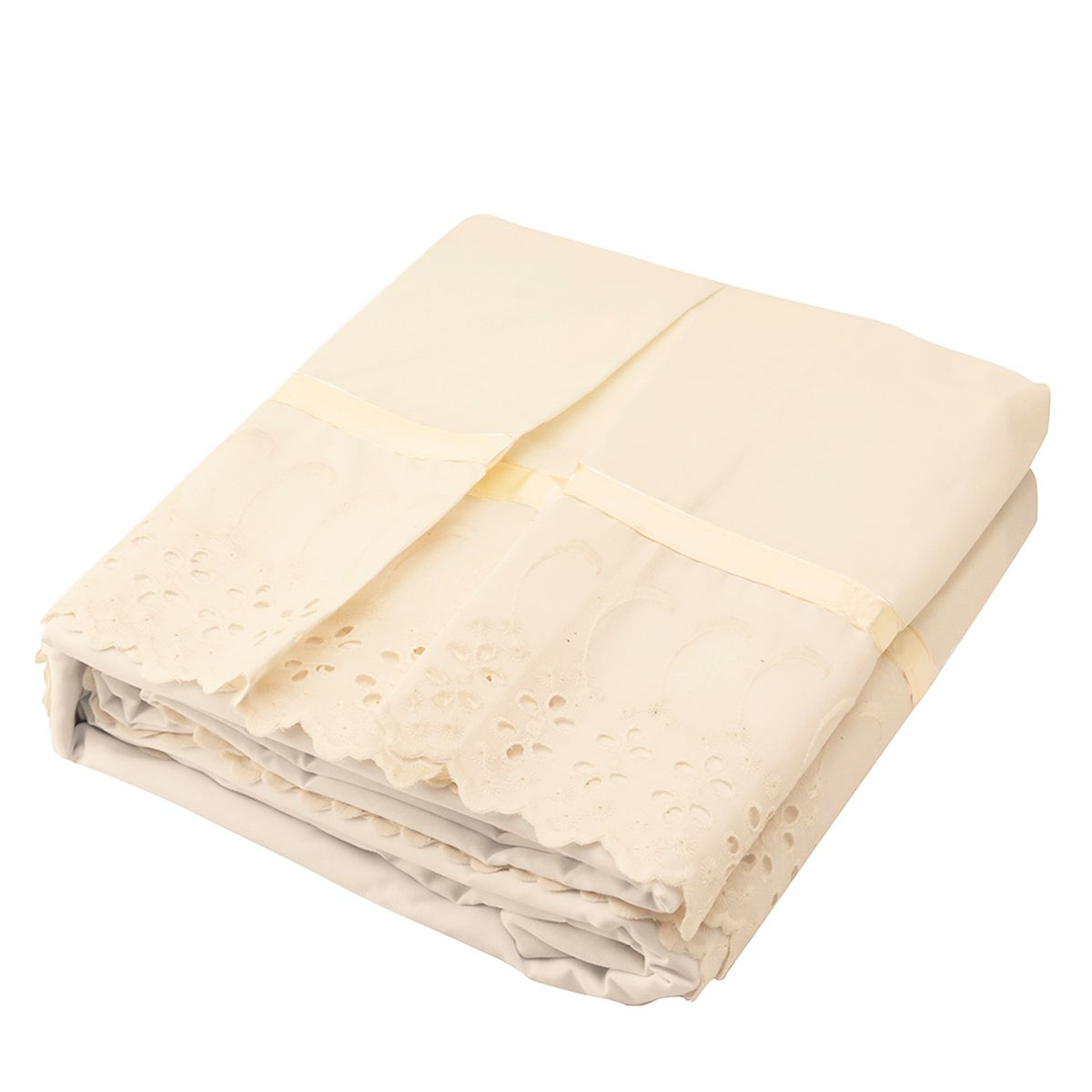 MALLORCA - Faldón 144 hilos Broderie Amanda 1,5 Plazas Beige