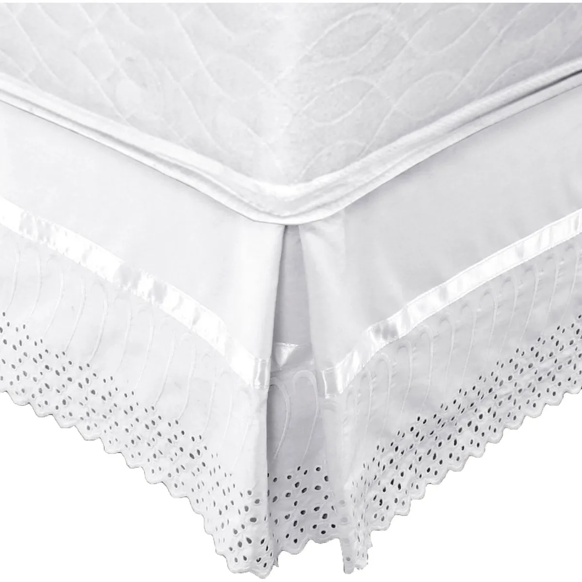 MALLORCA - Faldón 144 hilos Broderie Amanda Superking Blanco