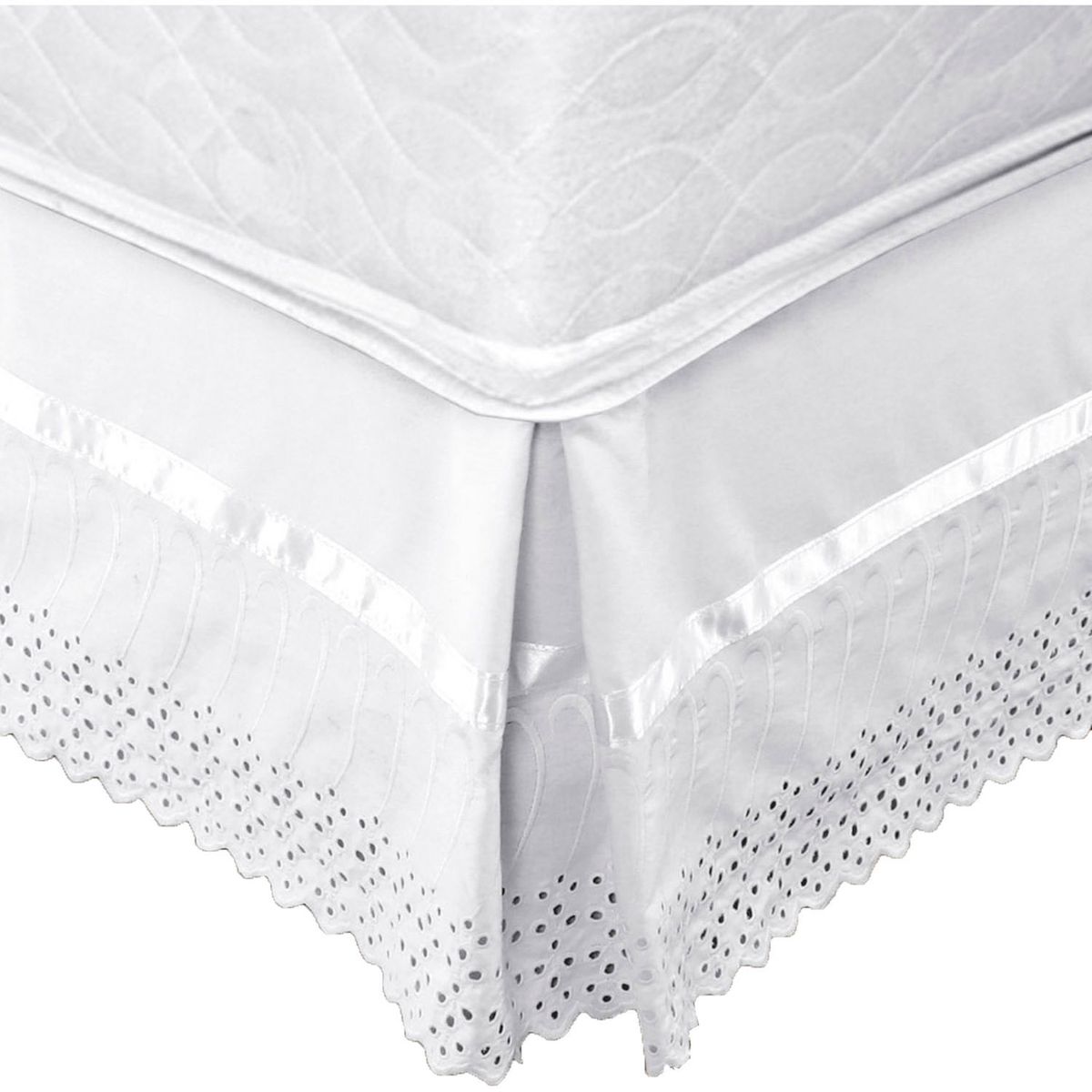 MALLORCA - Faldón 144 hilos Broderie Amanda 1,5 Plazas Blanco