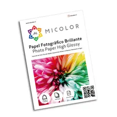 MICOLOR - Papel Fotográfico Brillante A4 180g / 100 hojas