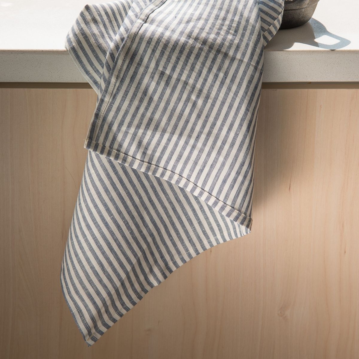 PUROLINO - Paño De Cocina de Lino Azul Marino a Rayas