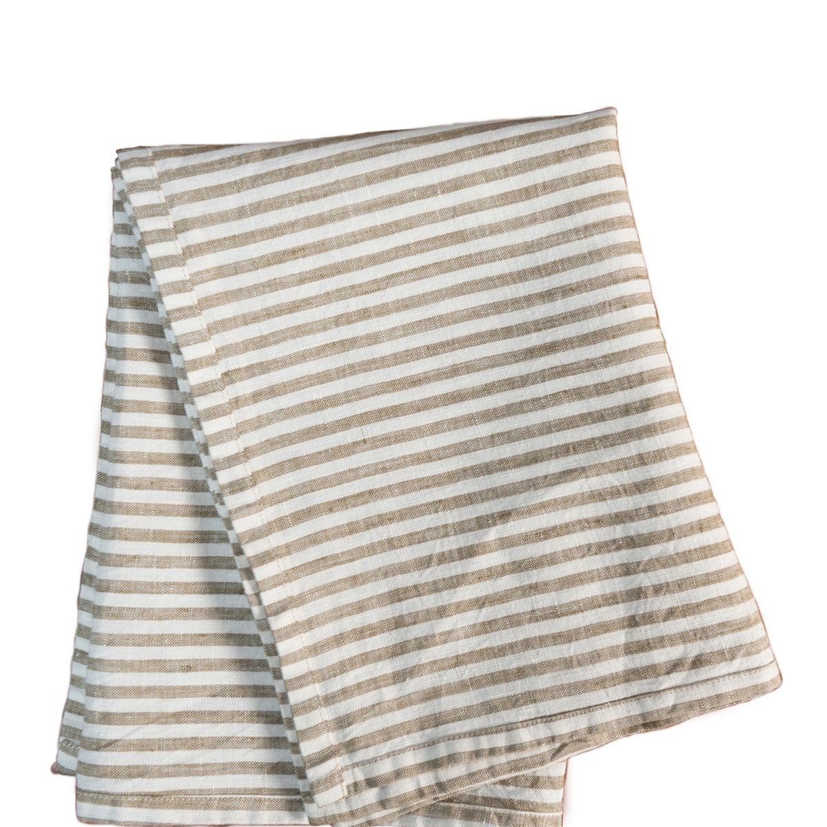 PUROLINO - Paño De Cocina de Lino Verde Olivo a Rayas