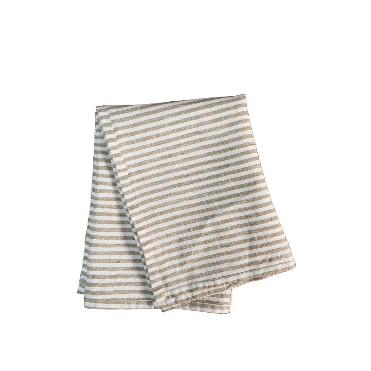 PUROLINO - Paño De Cocina de Lino Verde Olivo a Rayas