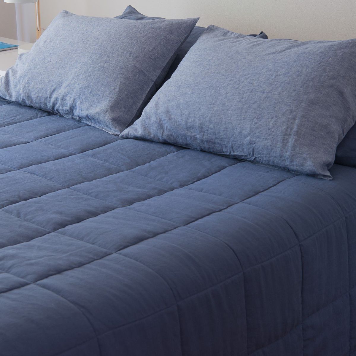 PUROLINO - Cubrecama King Azul Marino