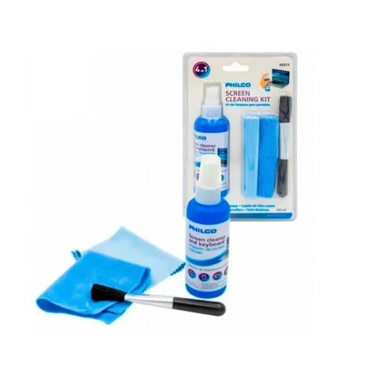 PHILCO - Kit Set Liquido Limpiador 4 En 1 Pantallas Notebook Lcd Pc