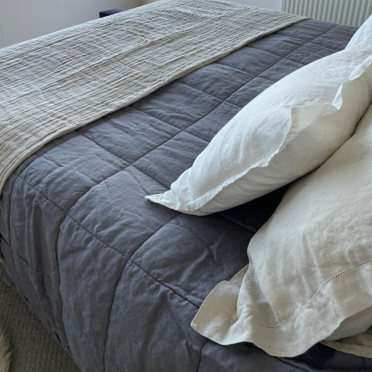 PUROLINO - Cubrecama King Gris