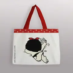 GENERICO - Bolsa de Algodón Pequeña Mafalda  (En la Playa escribiendo)