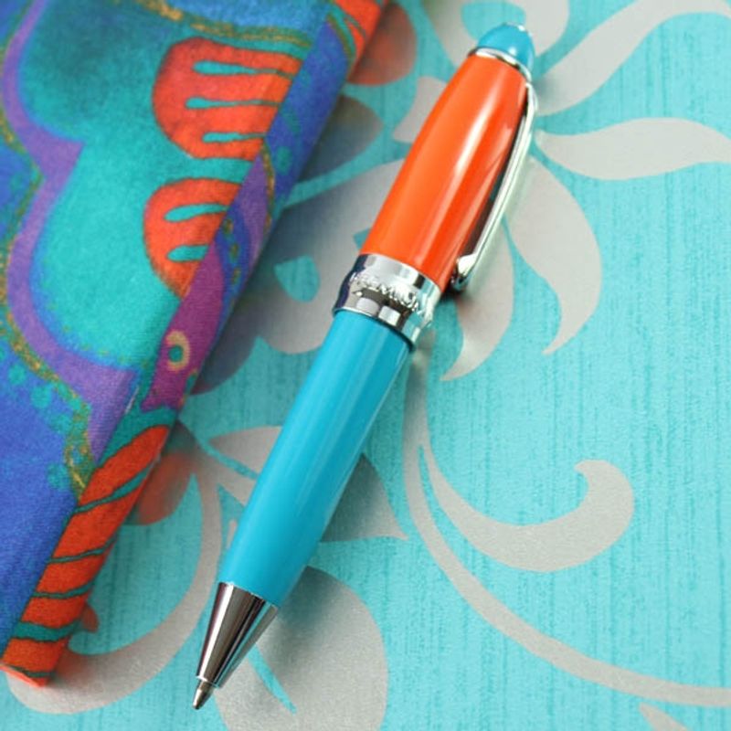 GENERICO - Mini Bolígrafo bicolor Naranjo  y Turquesa