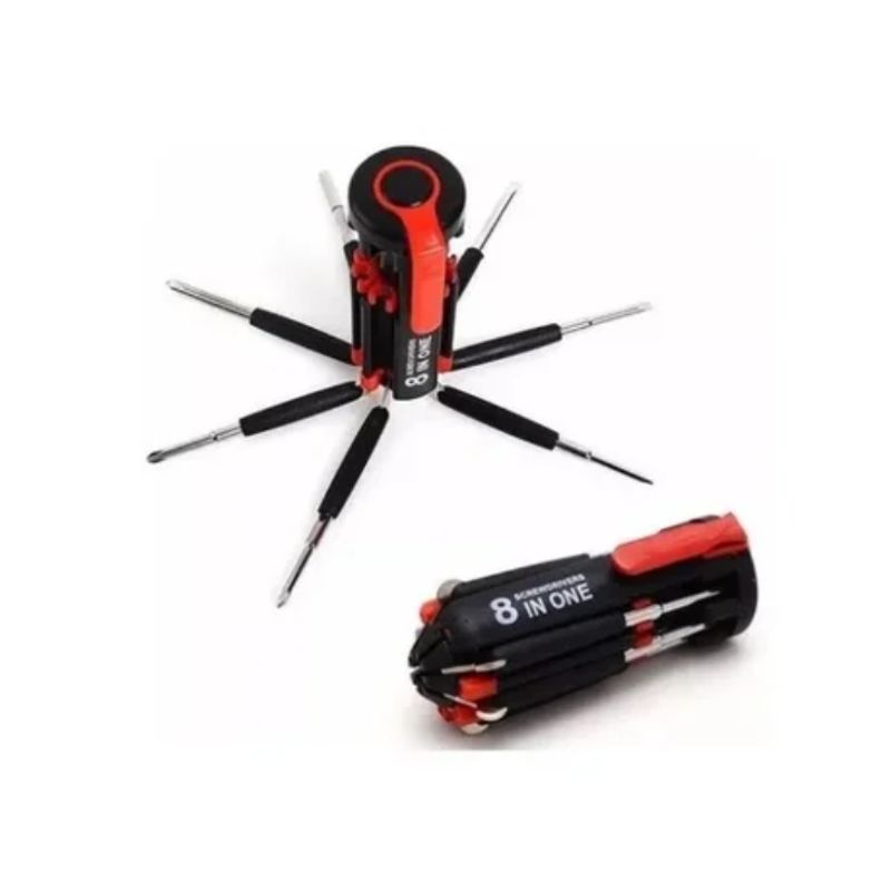 ESHOPANGIE - Destornillador 8 En 1 Con Linterna Led Herramienta Multiuso