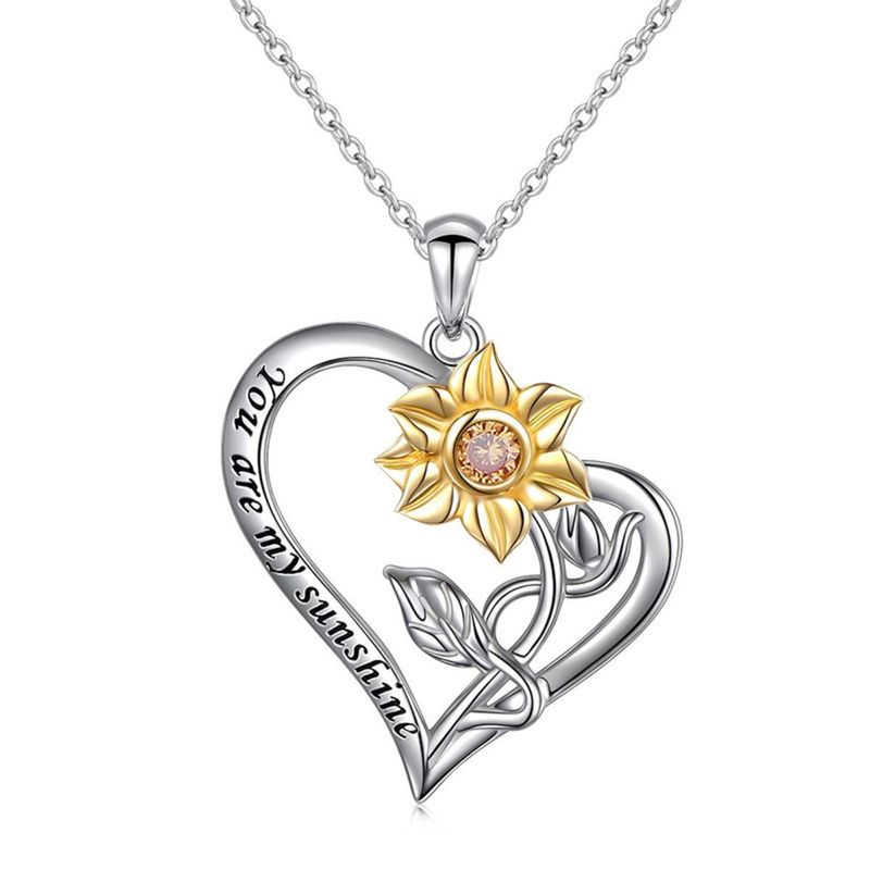 GENERICO - Collar Girasol y corazón plata 925
