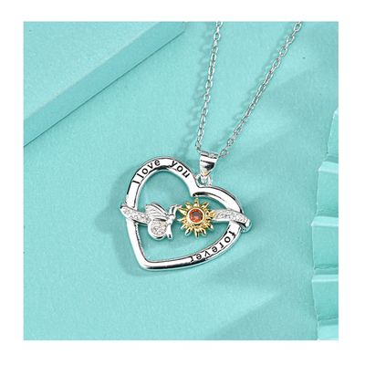 Imagen 2 del producto Collar corazón girasol mariposa plata 925