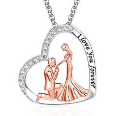 GENERICO - Collar pareja enamorados aniversario plata 925