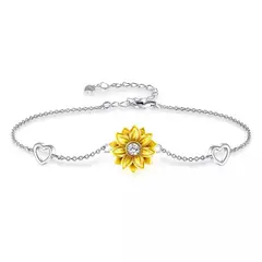 GENERICO - Pulsera Girasol juvenil corazón plata 925