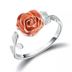 GENERICO - Anillo plata 925 rosa ajustable mujer