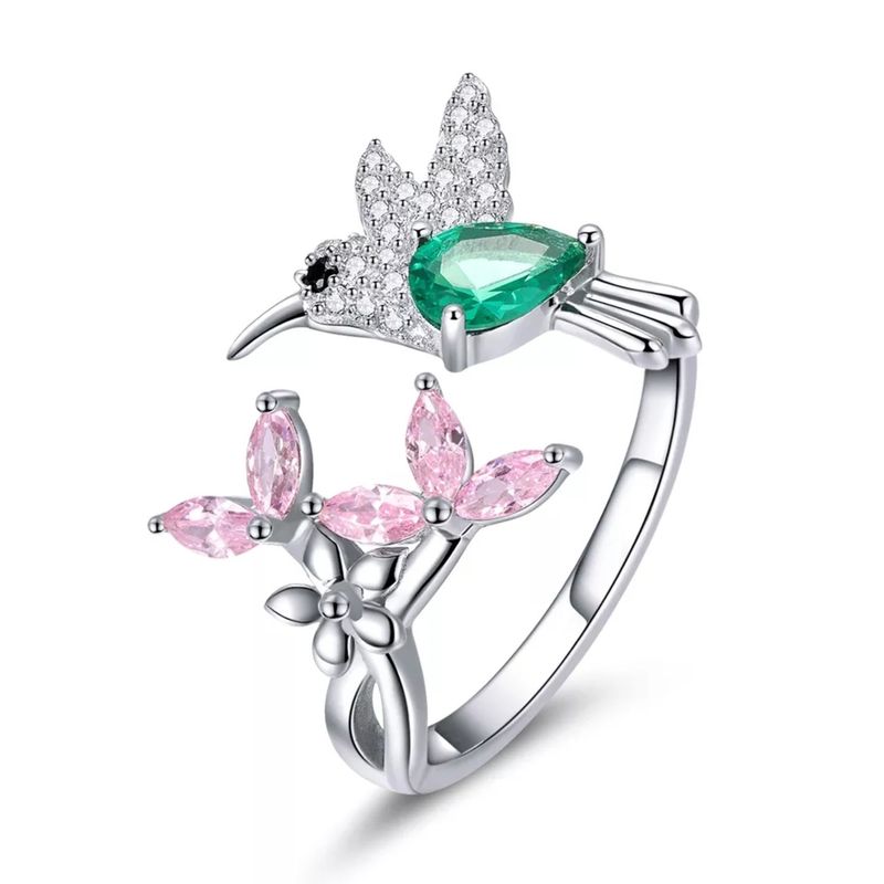 GENERICO - Anillo plata 925 Colibrí ajustable mujer joya regalo