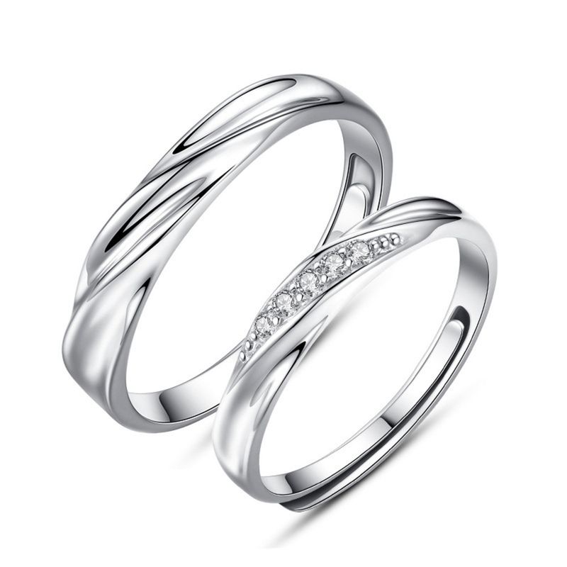 GENERICO - Anillos parejas ajustables amor ilusión plata 925