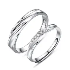 GENERICO - Anillos parejas ajustables amor ilusión plata 925