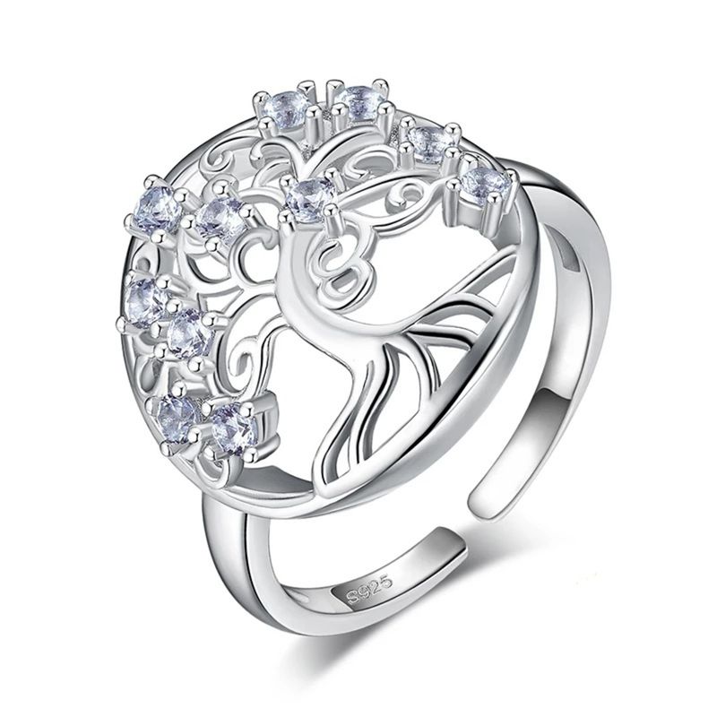 GENERICO - Anillo árbol de la vida plata 925 ajustable mujer