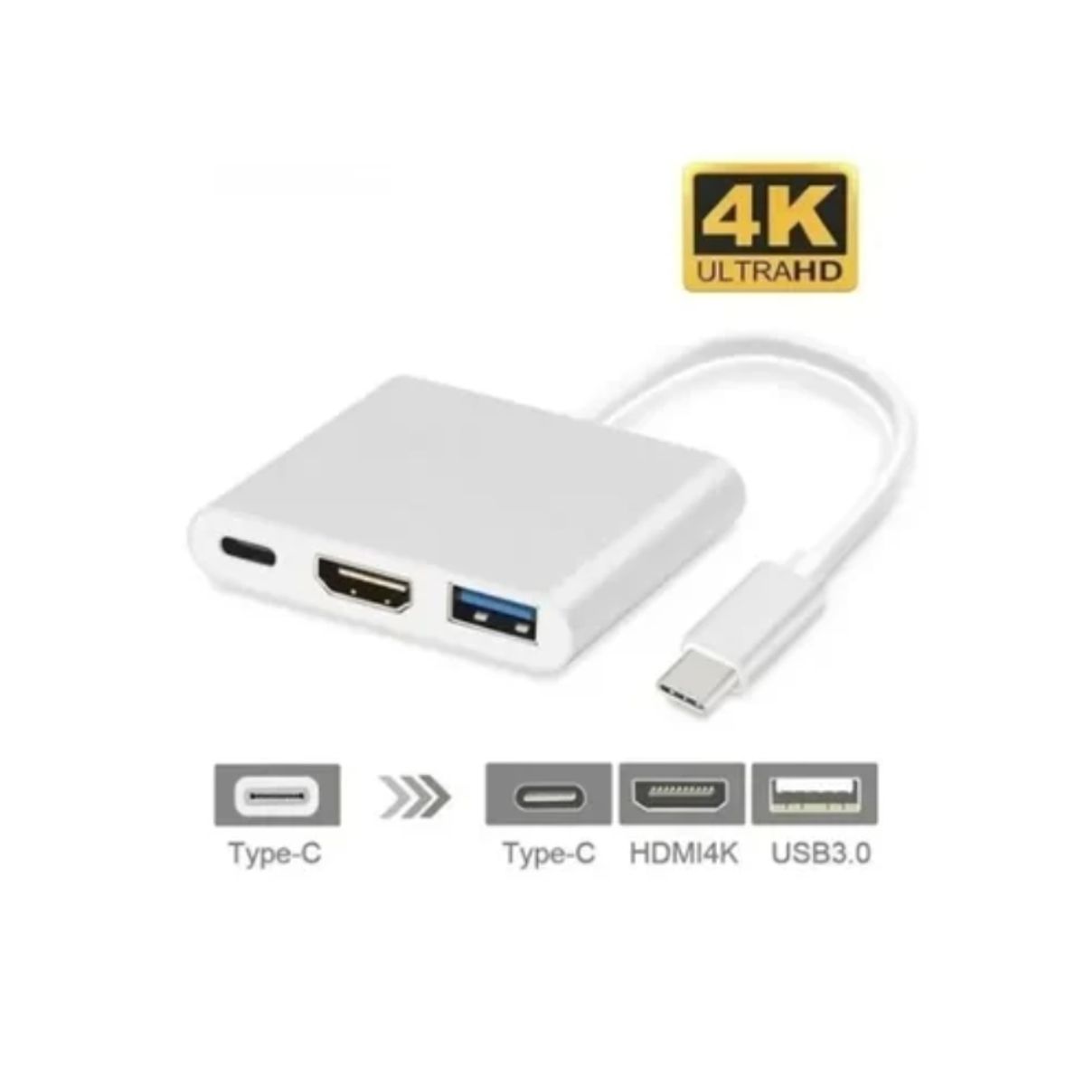 ESHOPANGIE - Adaptador Hub 3 En 1 Usb Tipo C A Usb-c Hdmi Usb 3.0 4k