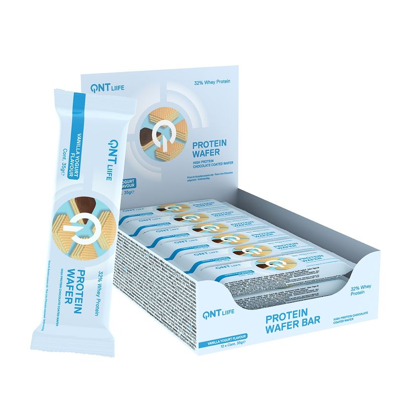 QNT - Caja De 12 Barras De Proteína Wafer Bar 12x35 Grs Vainilla