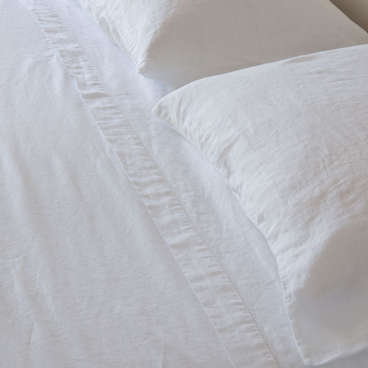 PUROLINO - Juego de Sábanas de Lino 1.5 Plazas Blancas