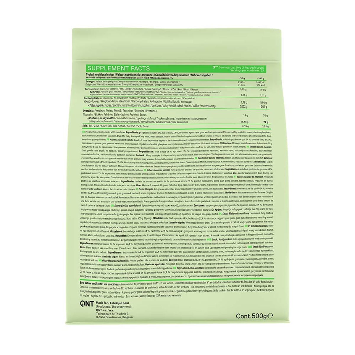 QNT - Proteina Vegana Sin Azucar 500gr Vainilla QNT