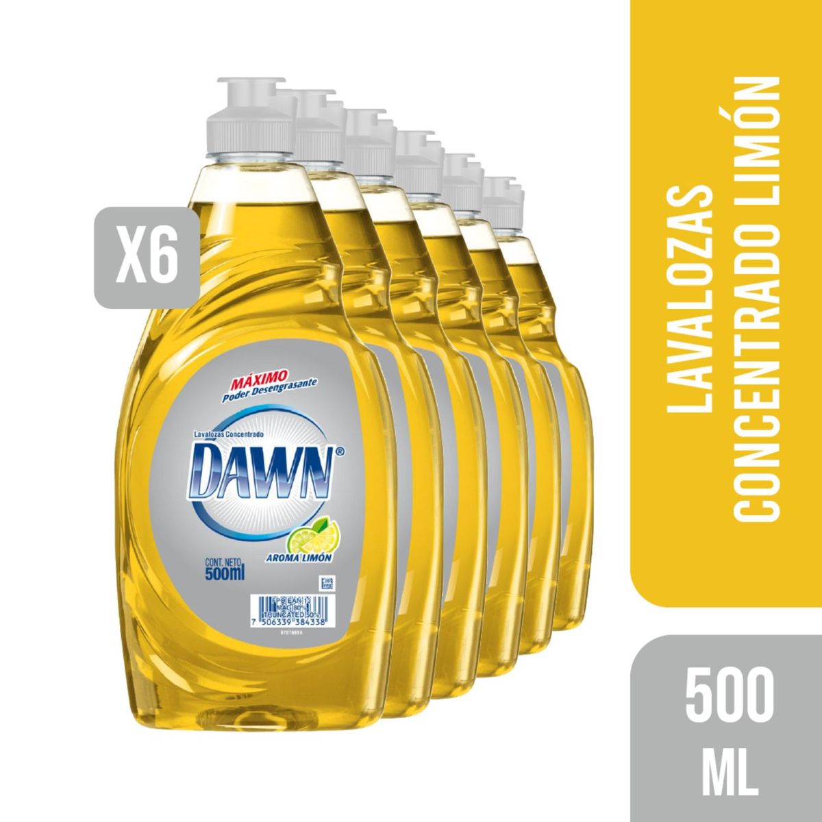 DAWN - Pack 6 Lavalozas Dawn Concentrado Limón 500ml