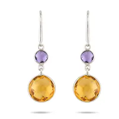 ALYN B JOYAS - Aros Plata Citrino Topacio azul cielo