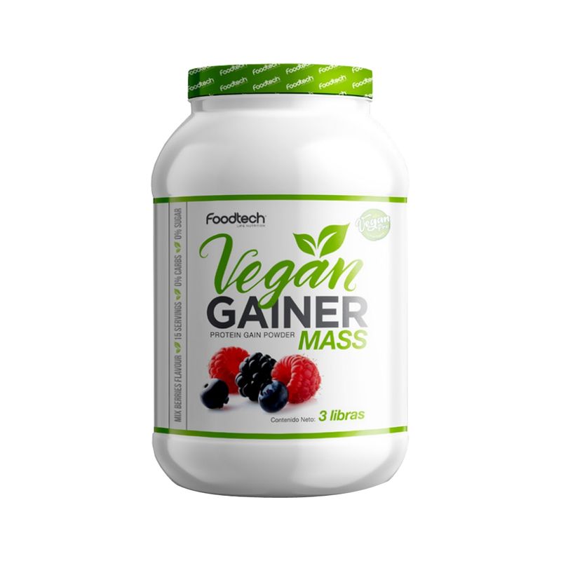 FOODTECH - Vegan Gainer Mass 3 lbs - Foodtech Mix Berries