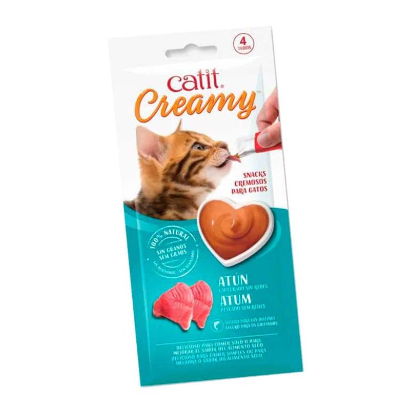 CATIT - Catit Creamy Snack Cremoso Gato Sabor Atun , 4 Tubos