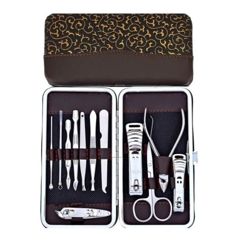 GENERICO - Estuche Set 12 Pcs Manicure Pedicure Acero Inoxidable