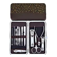 GENERICO - Estuche Set 12 Pcs Manicure Pedicure Acero Inoxidable