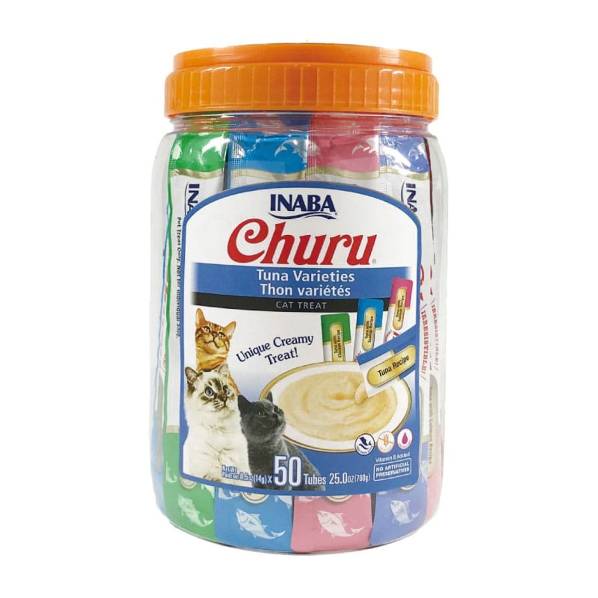 INABA - Tarro Snack Inaba Churu Mix Atun Para Gato, 50 Tubos