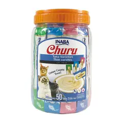 INABA - Tarro Snack Churu Mix Atun Para Gato, 50 Tubos