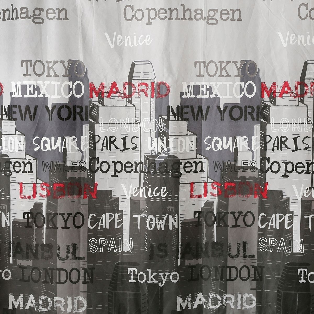 MALLORCA - Cortina para Baño Diseño Capitals con Forro