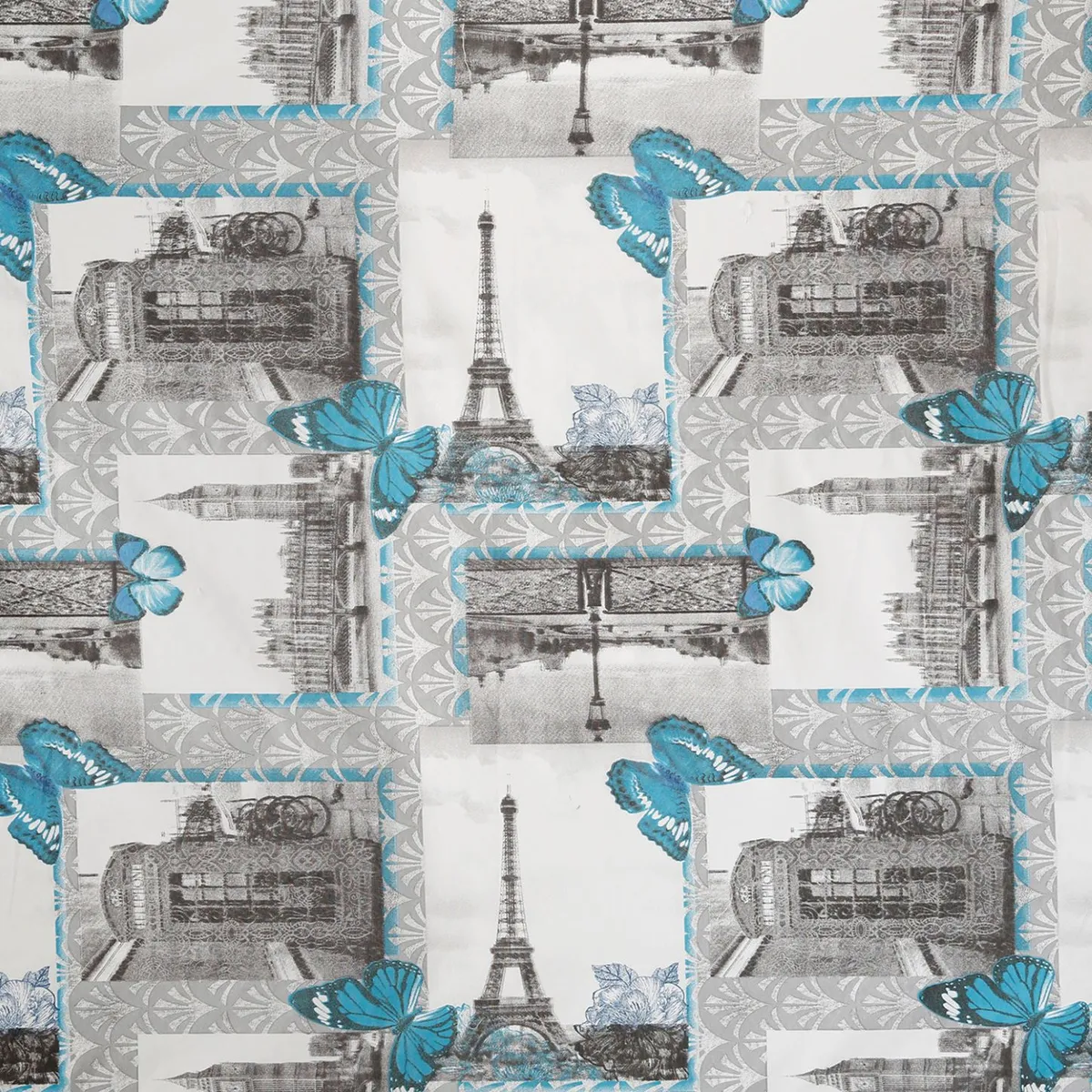 MALLORCA - Cortina para Baño Diseño Eiffel con Forro