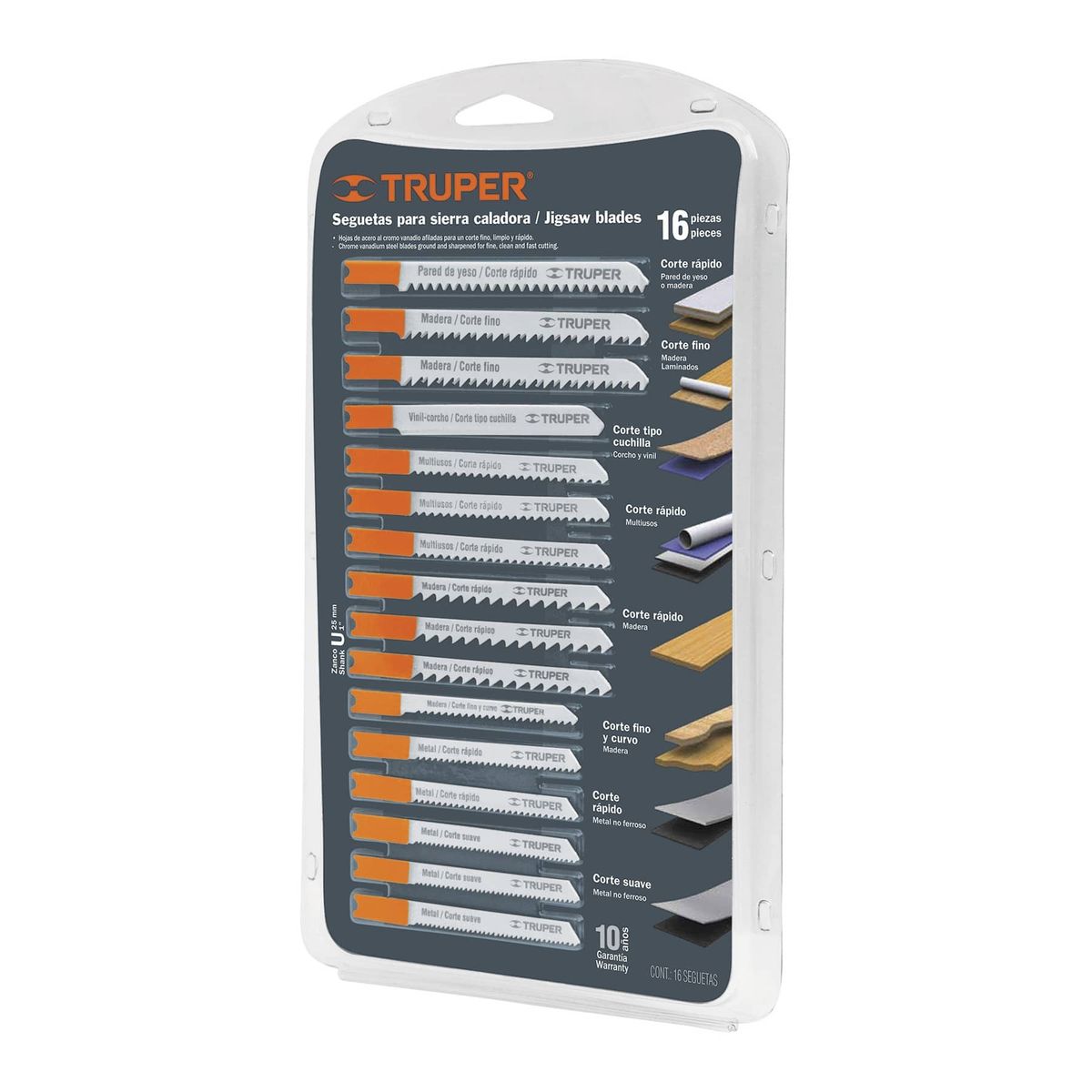 TRUPER - Juego Hojas Truper Para Sierra Caladora - 16 Piezas