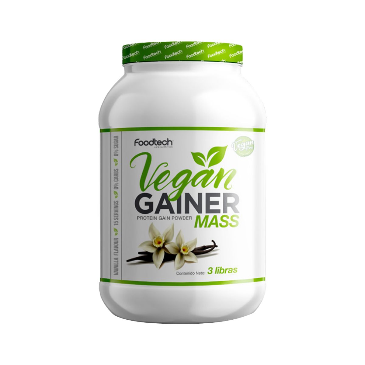 FOODTECH - Vegan Gainer Mass 3 lbs - Foodtech Vainilla