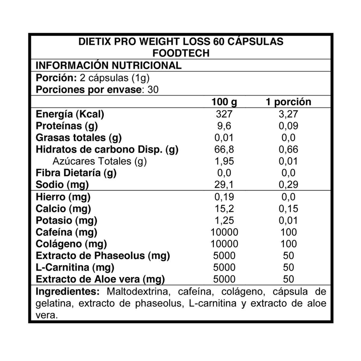 FOODTECH - Dietix Pro Weight Loss 60 caps - Foodtech