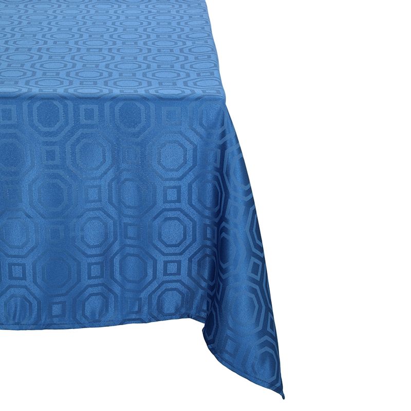 SUEÑO BLANCO - MANTEL JACKARD CUADRADO  GEOMETRICO AZULINO