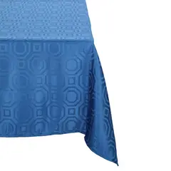 SUEÑO BLANCO - MANTEL JACKARD CUADRADO GEOMETRICO AZULINO